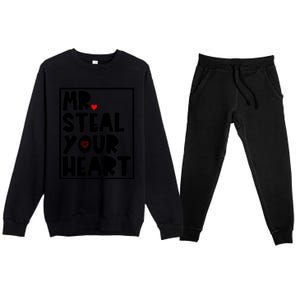 Mr Steal Your Heart Funny Valentines Day Premium Crewneck Sweatsuit Set