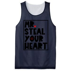 Mr Steal Your Heart Funny Valentines Day Mesh Reversible Basketball Jersey Tank