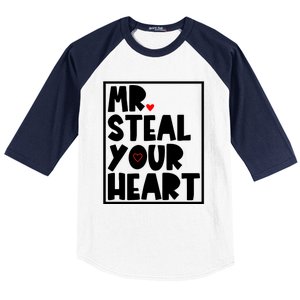 Mr Steal Your Heart Funny Valentines Day Baseball Sleeve Shirt