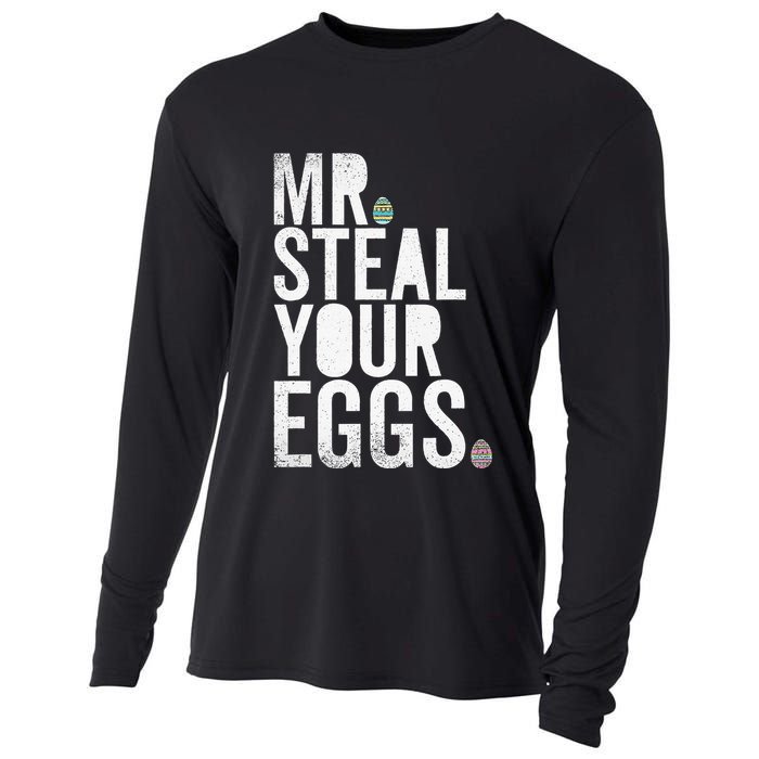 Mr Steal Your Eggs Funny Easter Matching Family Cooling Performance Long Sleeve Crew