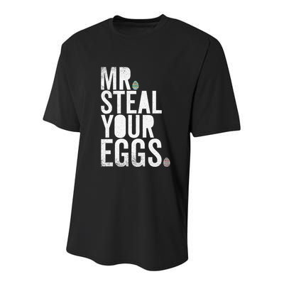 Mr Steal Your Eggs Funny Easter Matching Family Youth Performance Sprint T-Shirt