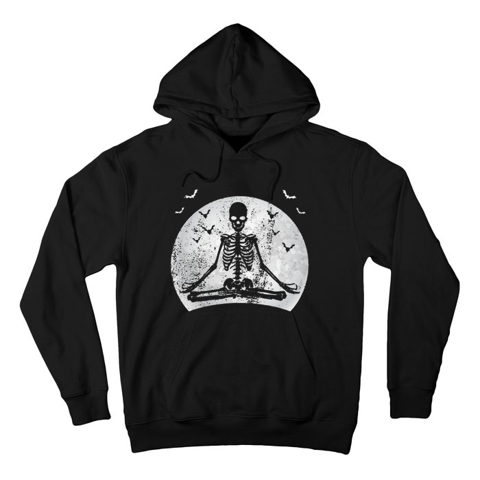 Meditating Skeleton Yoga Lover Halloween Moon Costume Hoodie