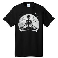 Meditating Skeleton Yoga Lover Halloween Moon Costume Tall T-Shirt