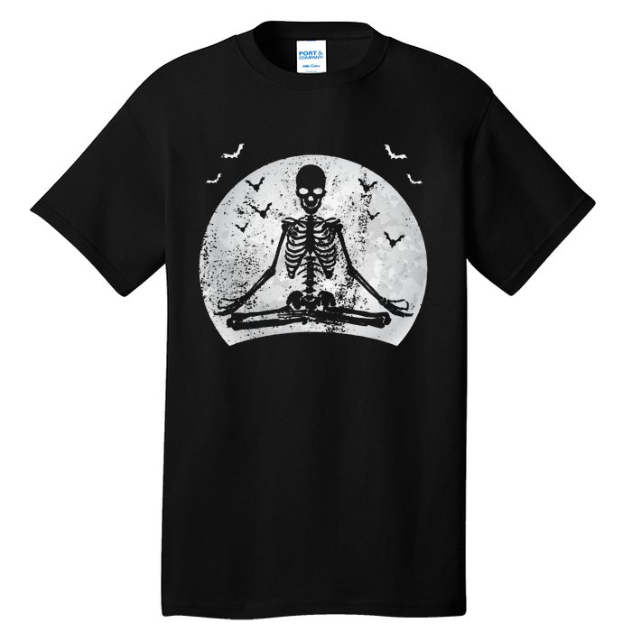 Meditating Skeleton Yoga Lover Halloween Moon Costume Tall T-Shirt