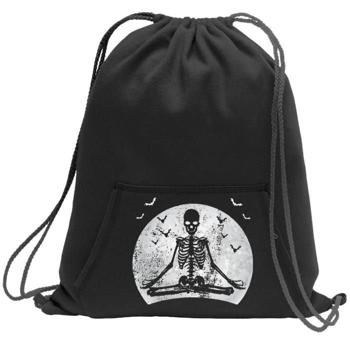 Meditating Skeleton Yoga Lover Halloween Moon Costume Sweatshirt Cinch Pack Bag