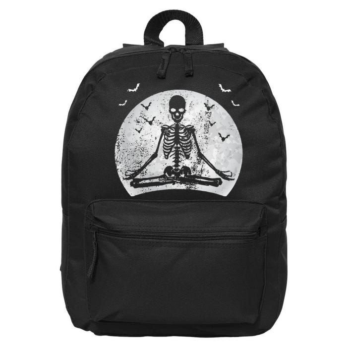 Meditating Skeleton Yoga Lover Halloween Moon Costume 16 in Basic Backpack