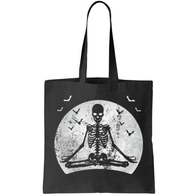 Meditating Skeleton Yoga Lover Halloween Moon Costume Tote Bag