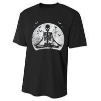 Meditating Skeleton Yoga Lover Halloween Moon Costume Performance Sprint T-Shirt