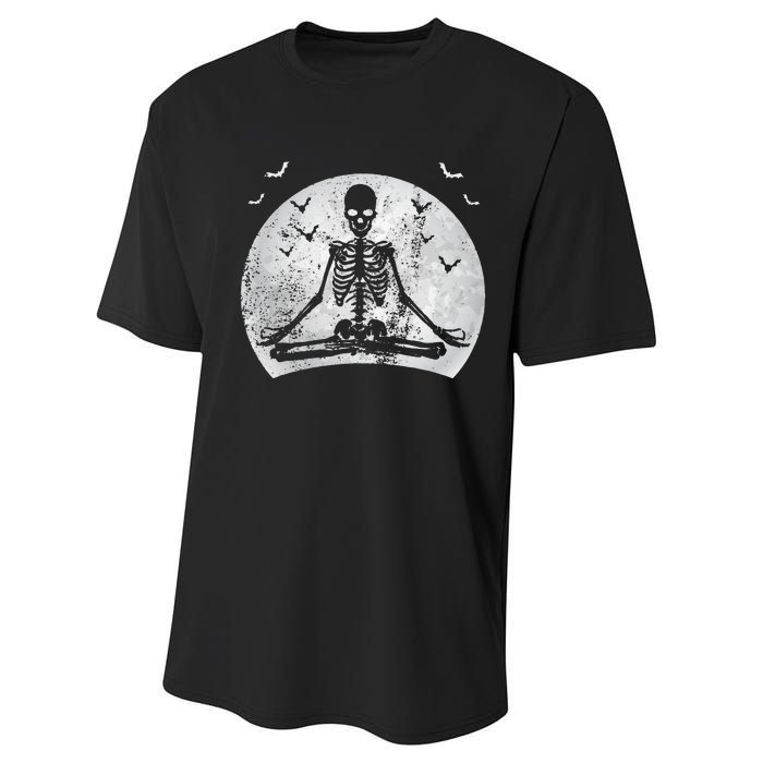 Meditating Skeleton Yoga Lover Halloween Moon Costume Performance Sprint T-Shirt