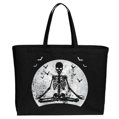 Meditating Skeleton Yoga Lover Halloween Moon Costume Cotton Canvas Jumbo Tote