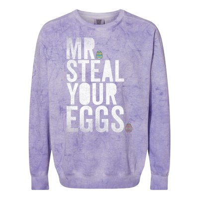 Mr Steal Your Eggs Funny Easter Matching Family Colorblast Crewneck Sweatshirt