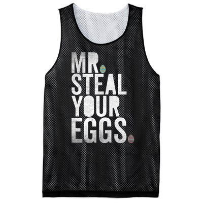 Mr Steal Your Eggs Funny Easter Matching Family Mesh Reversible Basketball Jersey Tank