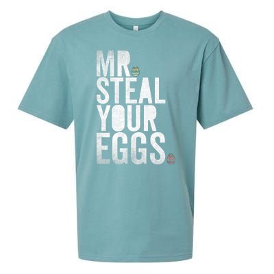 Mr Steal Your Eggs Funny Easter Matching Family Sueded Cloud Jersey T-Shirt