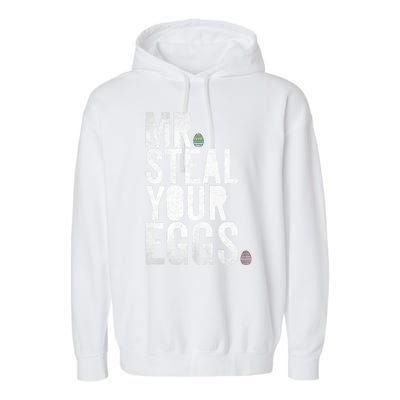 Mr Steal Your Eggs Funny Easter Matching Family Garment-Dyed Fleece Hoodie