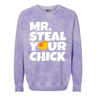 Mr Steal Your Chick Easter Chicken Egg Hunting Colorblast Crewneck Sweatshirt