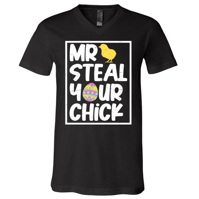 Mr Steal Your Chick Funny Chicken Egg V-Neck T-Shirt