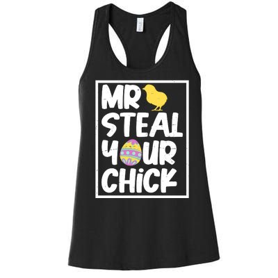 Mr Steal Your Chick Funny Chicken Egg Women's Racerback Tank