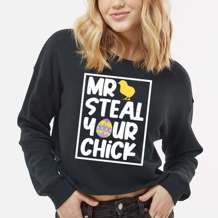 Mr Steal Your Chick Funny Chicken Egg Cropped Pullover Crew