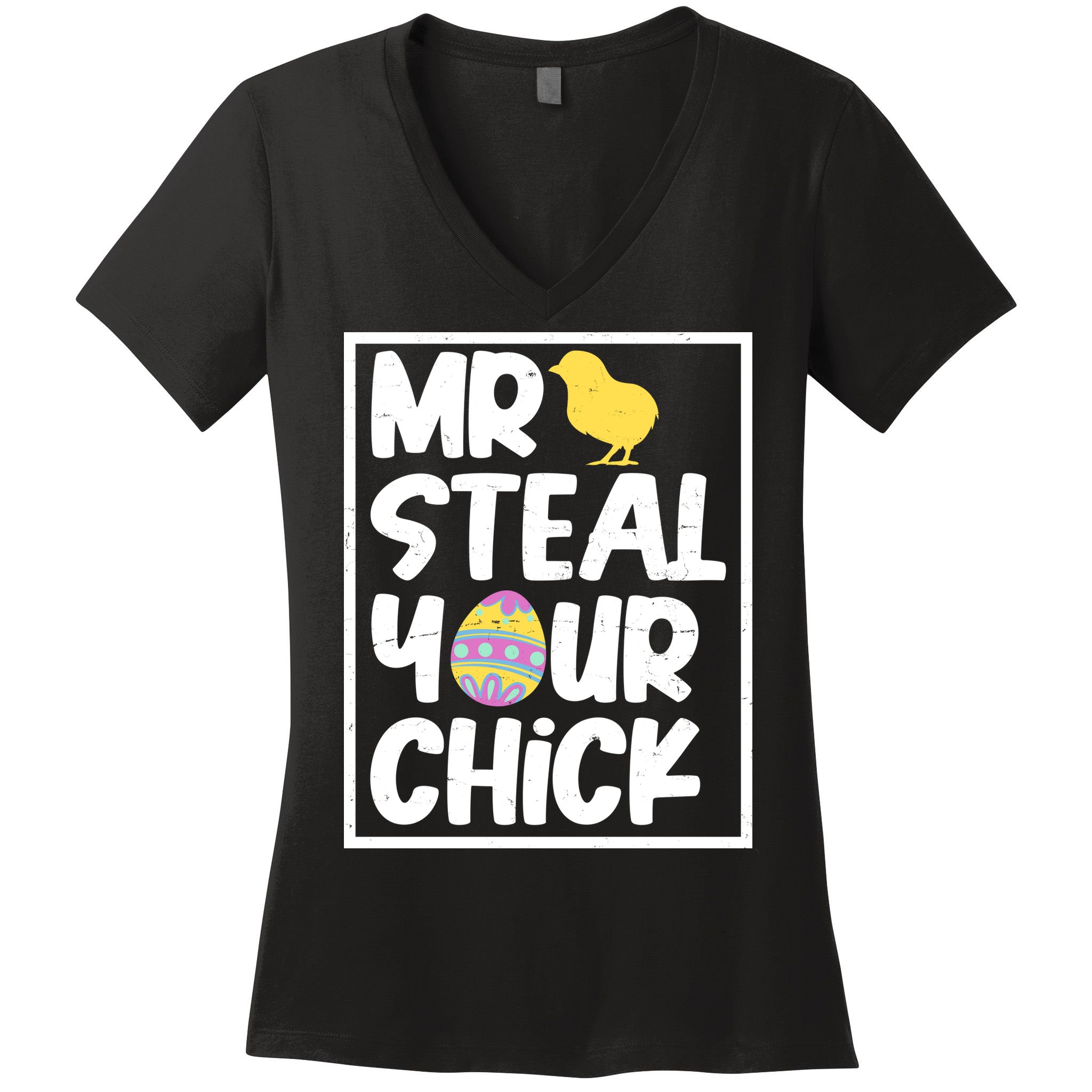 Mr Steal Your Chick Funny Chicken Egg Women's V-Neck T-Shirt