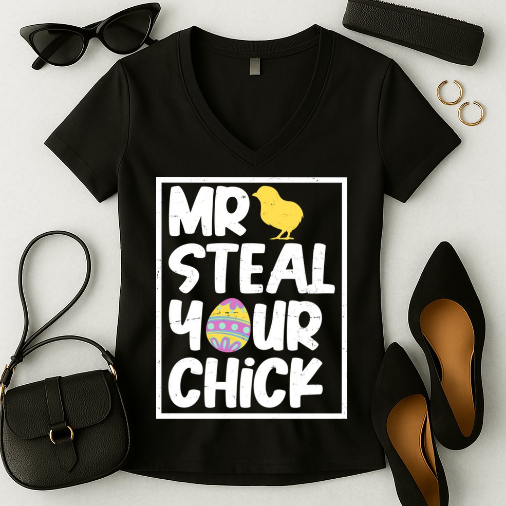 Mr Steal Your Chick Funny Chicken Egg Women's V-Neck T-Shirt