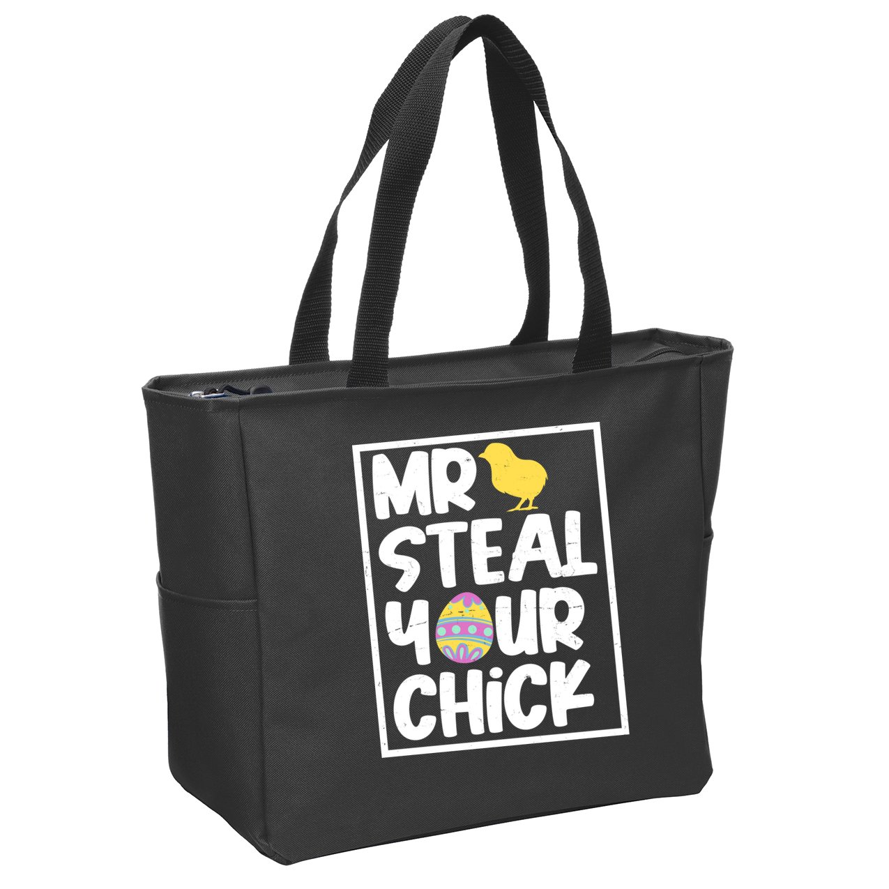Mr Steal Your Chick Funny Chicken Egg Zip Tote Bag