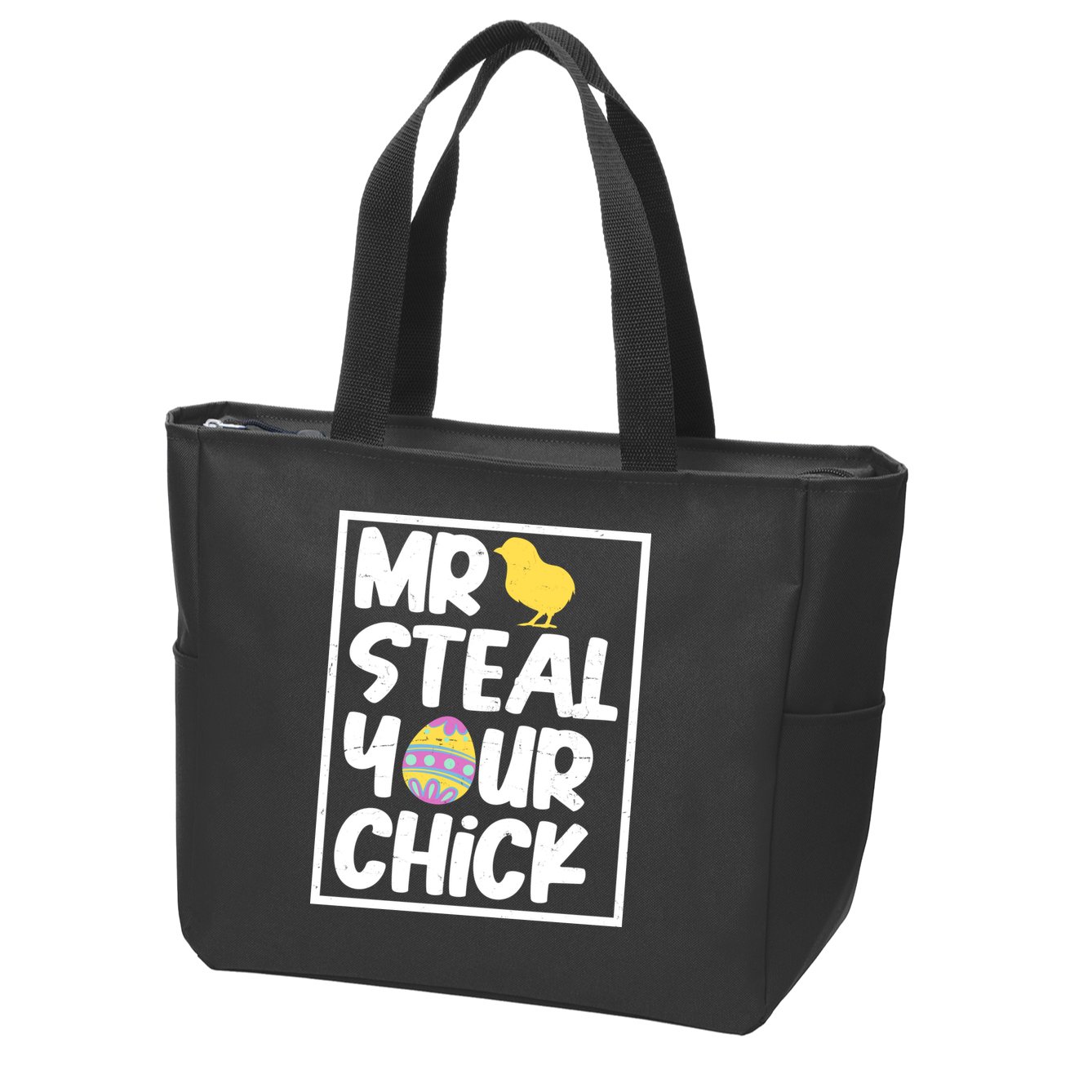Mr Steal Your Chick Funny Chicken Egg Zip Tote Bag