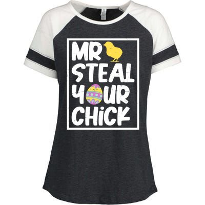 Mr Steal Your Chick Funny Chicken Egg Enza Ladies Jersey Colorblock Tee