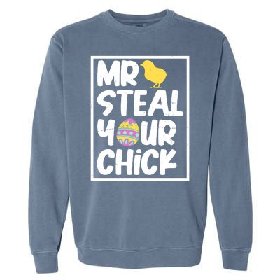 Mr Steal Your Chick Funny Chicken Egg Garment-Dyed Sweatshirt