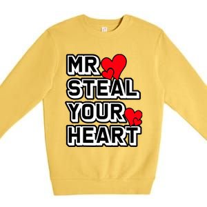 Mr Steal Your Heart Valentines Day Funny V Day Boy Premium Crewneck Sweatshirt