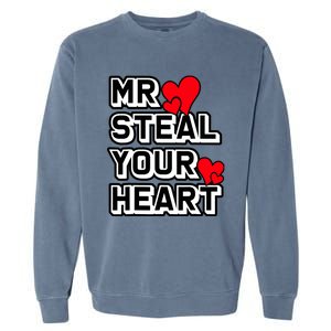 Mr Steal Your Heart Valentines Day Funny V Day Boy Garment-Dyed Sweatshirt