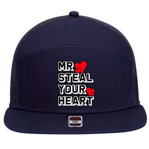 Mr Steal Your Heart Valentines Day Funny V Day Boy 7 Panel Mesh Trucker Snapback Hat