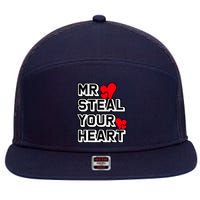 Mr Steal Your Heart Valentines Day Funny V Day Boy 7 Panel Mesh Trucker Snapback Hat