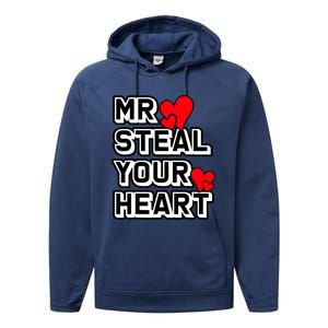 Mr Steal Your Heart Valentines Day Funny V Day Boy Performance Fleece Hoodie