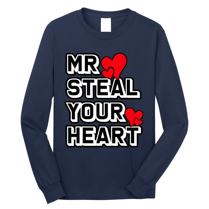 Mr Steal Your Heart Valentines Day Funny V Day Boy Long Sleeve Shirt