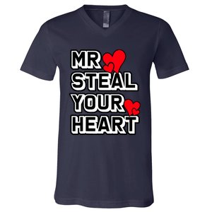 Mr Steal Your Heart Valentines Day Funny V Day Boy V-Neck T-Shirt