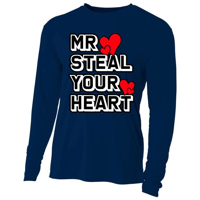 Mr Steal Your Heart Valentines Day Funny V Day Boy Cooling Performance Long Sleeve Crew