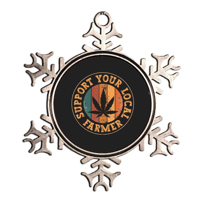 Marijuana Support Your Local Farmer Cannabis Grower Metallic Star Ornament