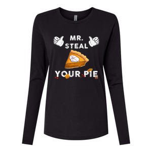 Mr Steal Your Pie Funny Thanksgiving Womens Cotton Relaxed Long Sleeve T-Shirt