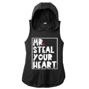 Mr Steal Your Heart Valentines Day Funny Vday Ladies PosiCharge Tri-Blend Wicking Draft Hoodie Tank