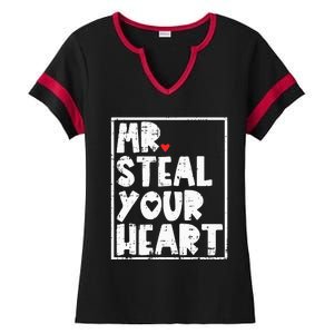 Mr Steal Your Heart Valentines Day Funny Vday Ladies Halftime Notch Neck Tee