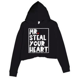 Mr Steal Your Heart Valentines Day Funny Vday Crop Fleece Hoodie