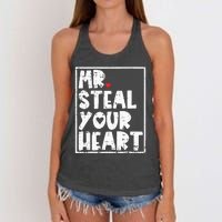 Mr Steal Your Heart Valentines Day Funny Vday Women's Knotted Racerback Tank