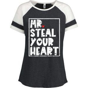 Mr Steal Your Heart Valentines Day Funny Vday Enza Ladies Jersey Colorblock Tee