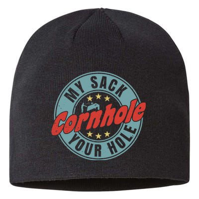 My Sack Your Hole Funny Cornhole Sack Toss Circle Distressed Sustainable Beanie