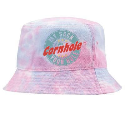 My Sack Your Hole Funny Cornhole Sack Toss Circle Distressed Tie-Dyed Bucket Hat