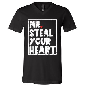 Mr Steal Your Heart Valentines Day Funny V-Neck T-Shirt