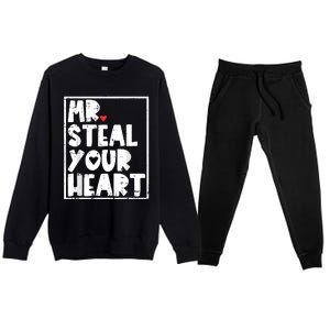 Mr Steal Your Heart Valentines Day Funny Premium Crewneck Sweatsuit Set