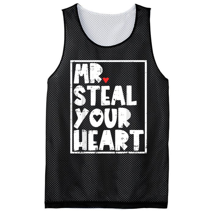 Mr Steal Your Heart Valentines Day Funny Mesh Reversible Basketball Jersey Tank