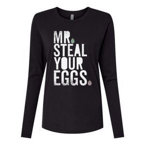 Mr Steal Your Eggs Funny Easter Matching Family Womens Cotton Relaxed Long Sleeve T-Shirt