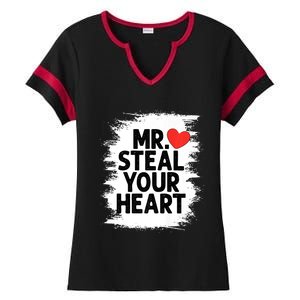 Mr Steal Your Heart Valentines Day Funny Love Ladies Halftime Notch Neck Tee